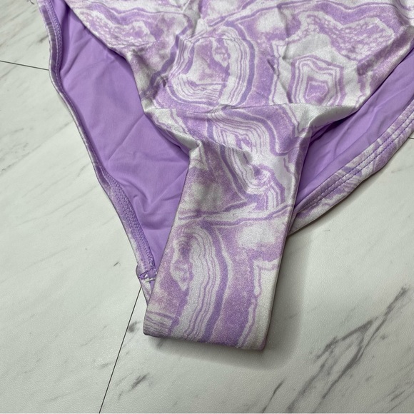 New! Topshop Purple Mineral Print High Waist Swim Bikini Bottom 2 - Picture 8 of 10